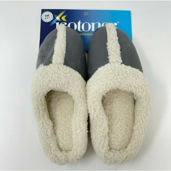 Isotoner Microsuede Heidi Hoodback Comfort Slippers Ash Gray Size S 6.5 to 7 NWT - Picture 3 of 11